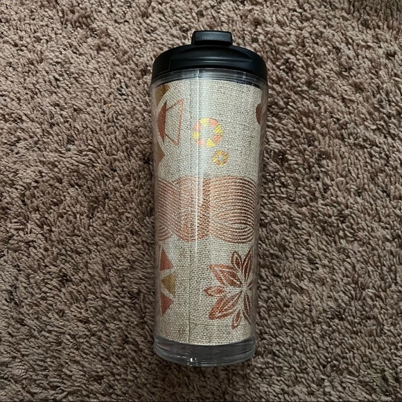 Starbucks burlap sparkly fall autumn tumbler w/flip top lid 16 oz 2013 - Picture 1 of 6